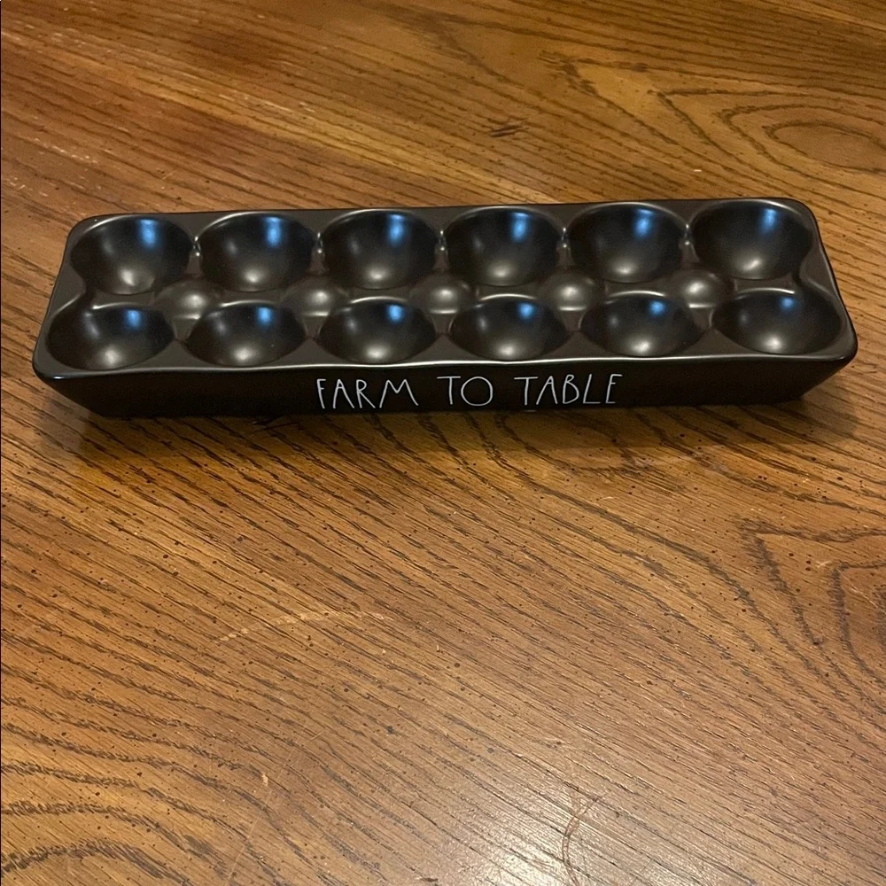 Rae Dunn Farm to Table Black Ceramic Egg Tray